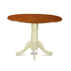 East West Furniture DLNI3-BMK-W 3 Piece Dining Room Furniture Set Contains a Round Kitchen Table with Dropleaf and 2 Dining Chairs, 42x42 Inch, Buttermilk & Cherry