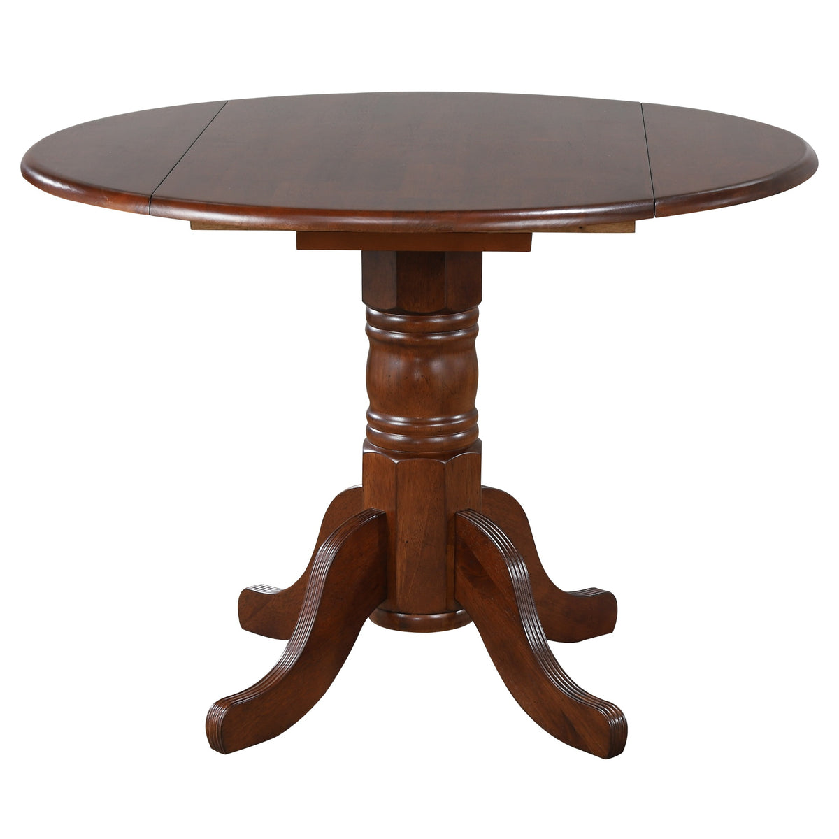 Sunset Trading Andrews 42 Inch  Round Drop Leaf Dining Table | Chestnut Brown | Seats 6