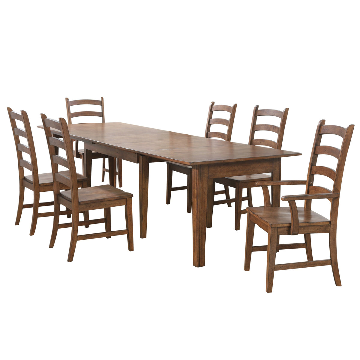 Sunset Trading Simply Brook 7 Piece 134 Inch  Rectangular Extendable Table Dining Set| Amish Brown | Seats 12