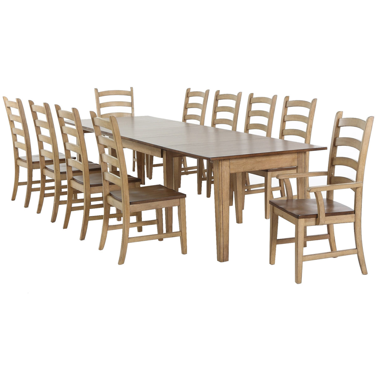 Sunset Trading Brook 11 Piece 134 Inch  Rectangular Extendable Dining Set| Arm Chairs | Seats 12