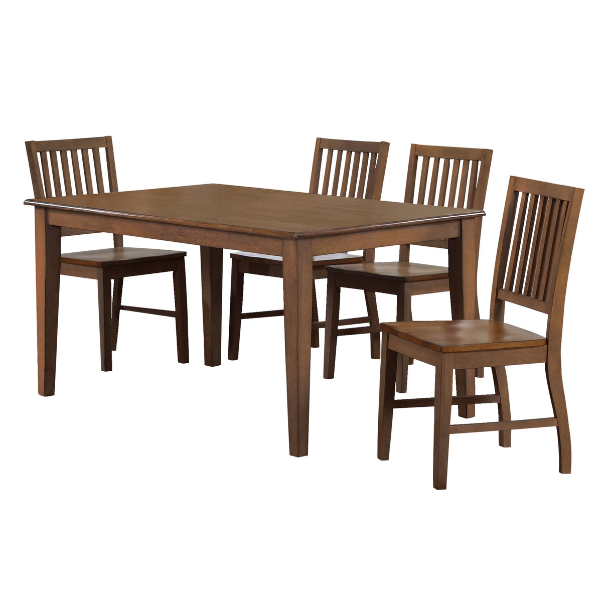 Sunset Trading Simply Brook 5 Piece 60 Inch  Rectangular Table Dining Set| 4 Chairs | Amish Brown | Seats 7