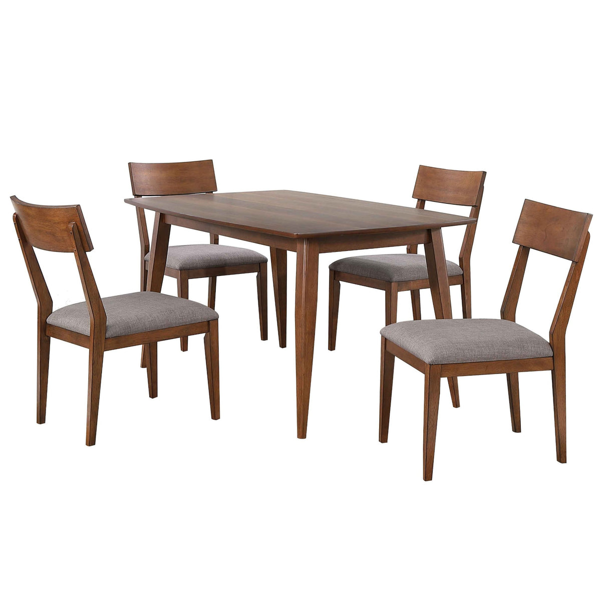 Sunset Trading Mid Century 5 Piece 60 Inch  Rectangular Dining Table Set | Padded Performance Fabric Seats  | Seats 6