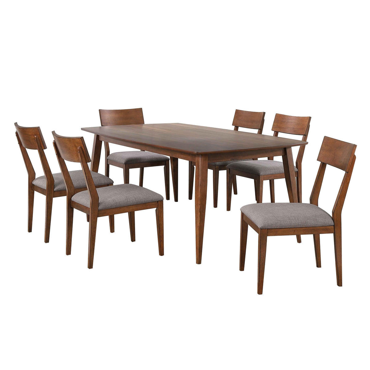 Sunset Trading Mid Century 7 Piece 78 Inch  Rectangular Dining Table Set | Padded Performance Fabric Seats | Seats 6