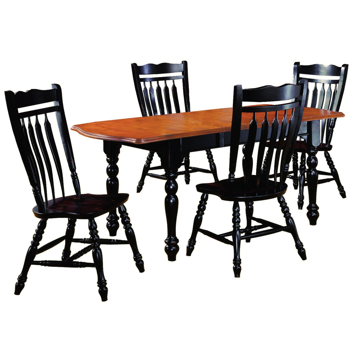 Sunset Trading Black Cherry Selections 5 Piece 72 Inch  Rectangular Drop Leaf Extendable Dining Table Set With 4 Aspen Chairs | Seats
