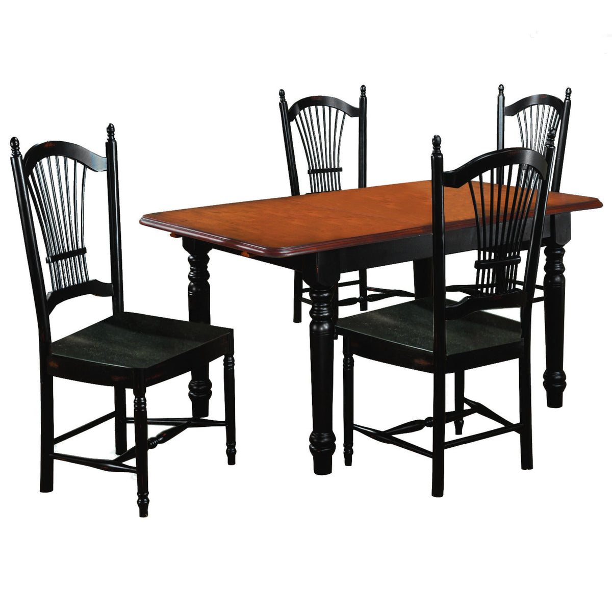 Sunset Trading Black Cherry Selections 5 Piece 60 Inch  Rectangular Extendable Dining Set With 4 Allenridge Chairs | Butterfly Leaf T