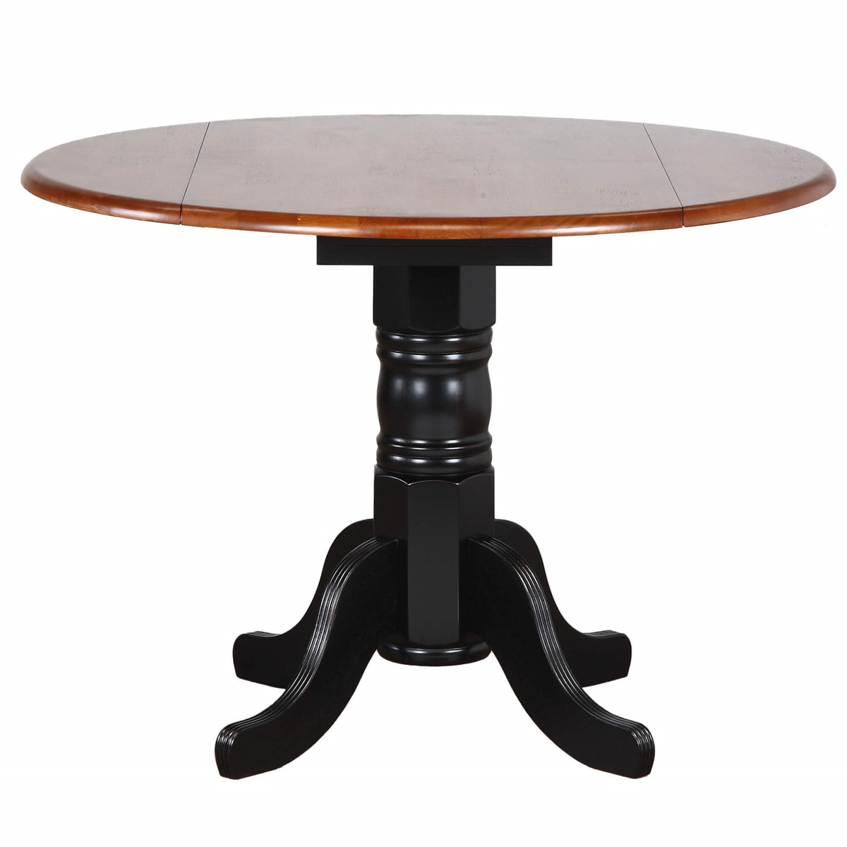 Sunset Trading Black Cherry Selections 42 Inch  Round Extendable Drop Leaf Dining Table | Antique Black And Cherry | Seats 6