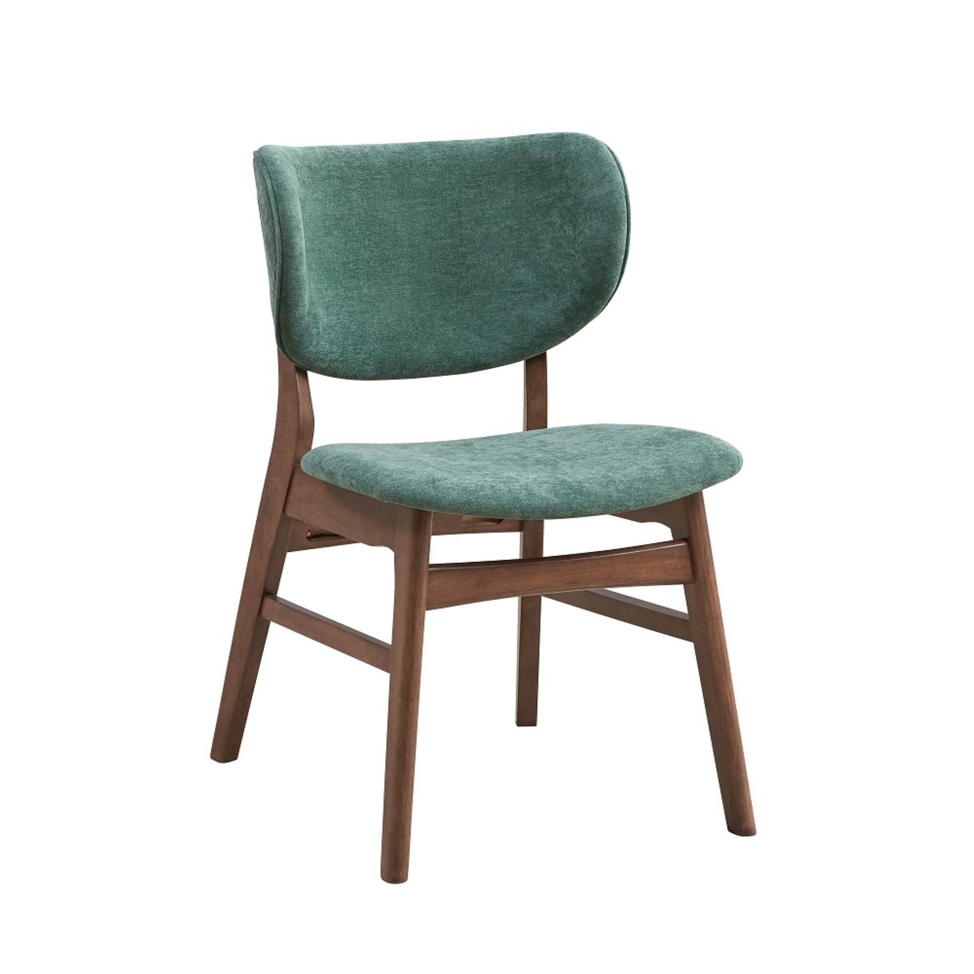 ACME Bevis Side Chair (Set-2), Green Fabric & Walnut Finish