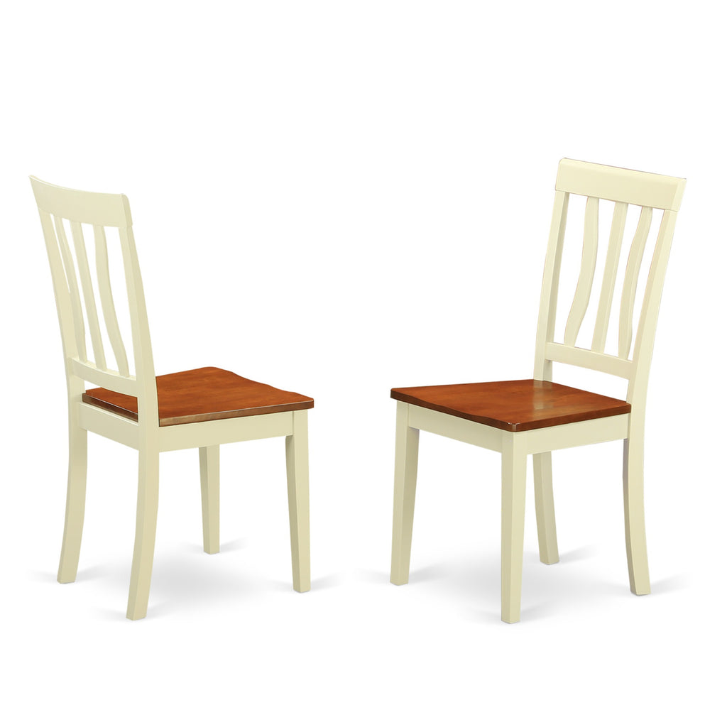 East West Furniture DOAN7-WHI-W 7 Piece Kitchen Table Set Consist of a Rectangle Dining Table with Butterfly Leaf and 6 Dining Room Chairs, 42x78 Inch, Buttermilk & Cherry