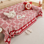 Chenille Houndstooth Sofa Throw Cover, Scratch Proof Cozy Throw Blankets for Couch