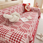 Chenille Houndstooth Sofa Throw Cover, Scratch Proof Cozy Throw Blankets for Couch