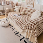 Jacquard Plush Houndstooth Sofa Throw Cover, Cover Throws for Sofas, Stylish Living Room Throws