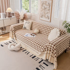 Jacquard Plush Houndstooth Sofa Throw Cover, Cover Throws for Sofas, Stylish Living Room Throws