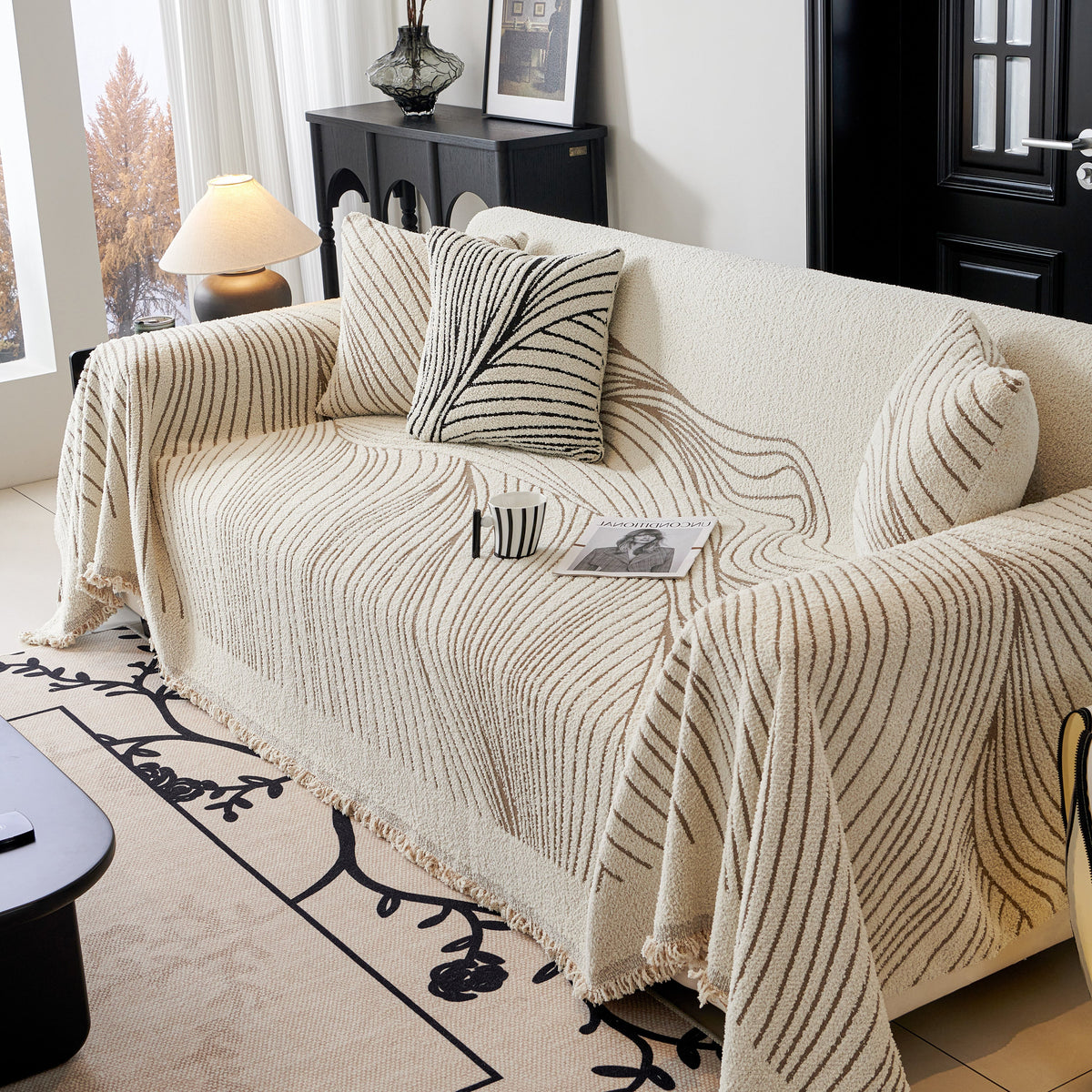 Cozy Striped Sofa Throw Blanket L Shaped Sectional Couch Covers Luxury Throws for Sofas
