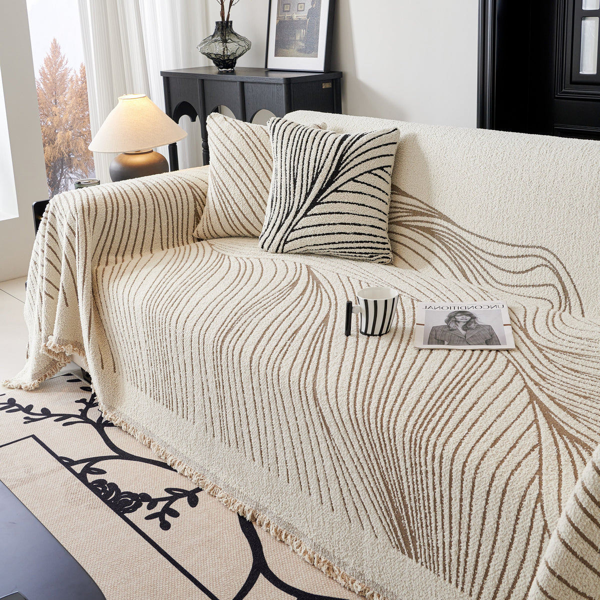Cozy Striped Sofa Throw Blanket L Shaped Sectional Couch Covers Luxury Throws for Sofas