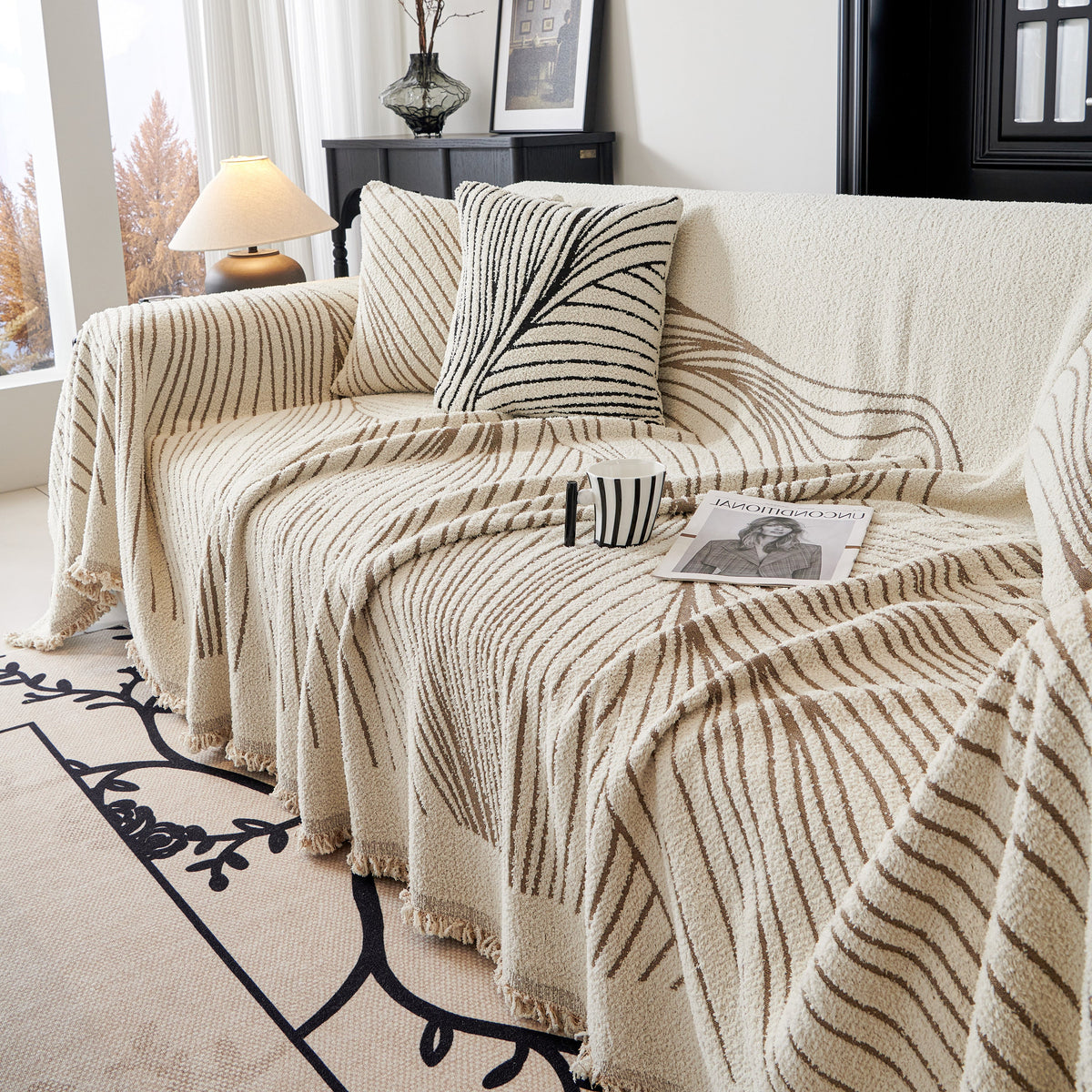Cozy Striped Sofa Throw Blanket L Shaped Sectional Couch Covers Luxury Throws for Sofas