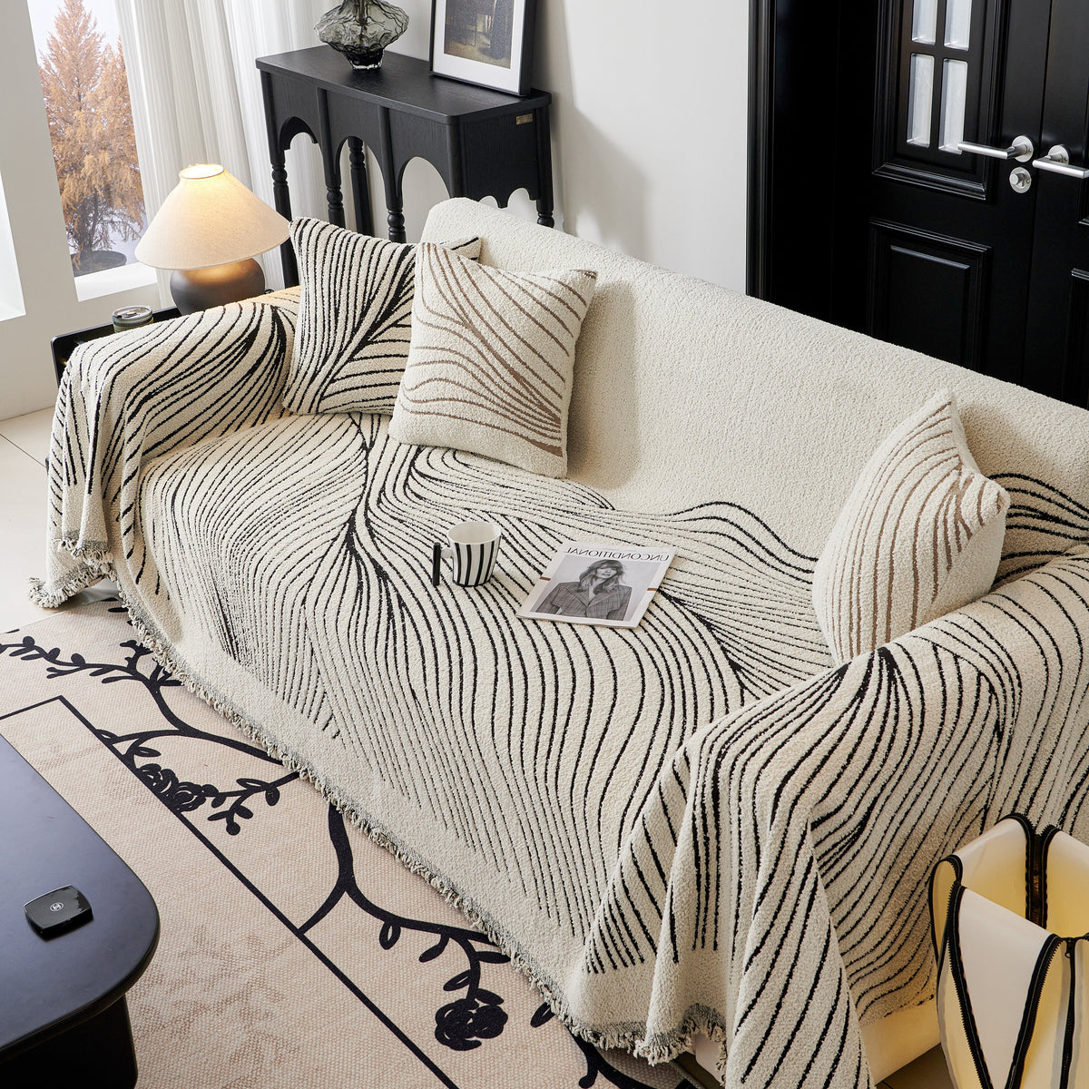 Cozy Striped Sofa Throw Blanket L Shaped Sectional Couch Covers Luxury Throws for Sofas