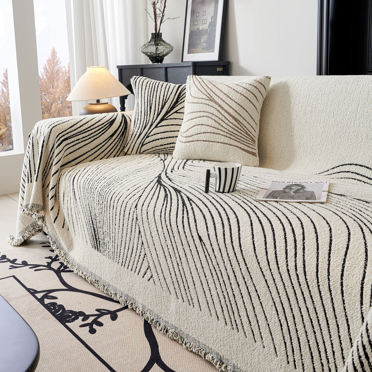 Cozy Striped Sofa Throw Blanket L Shaped Sectional Couch Covers Luxury Throws for Sofas
