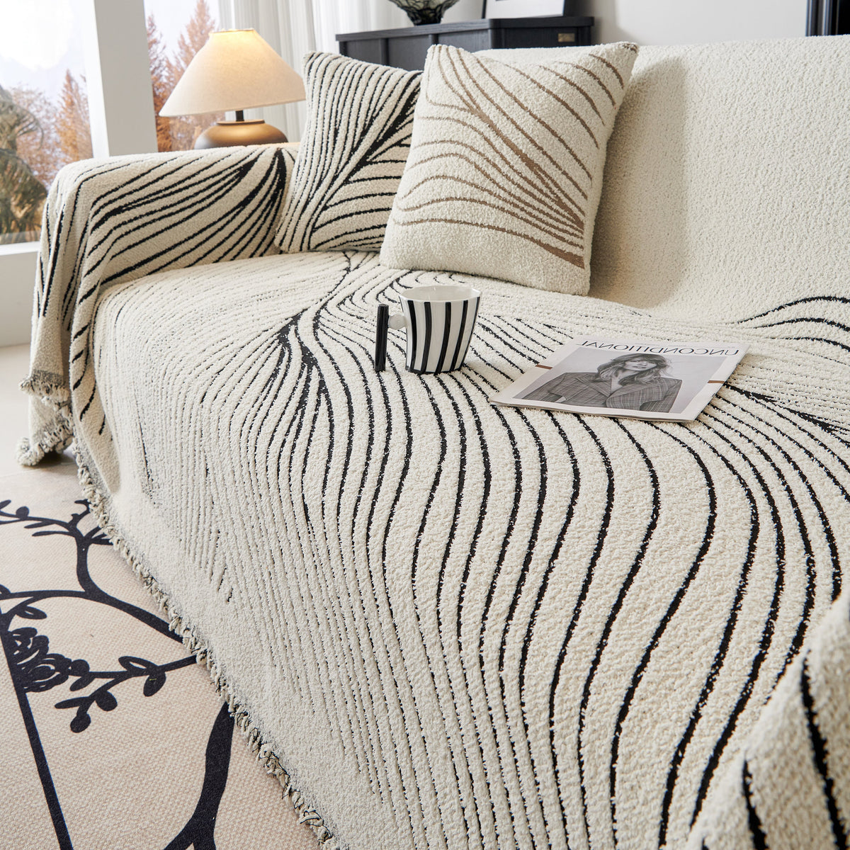 Cozy Striped Sofa Throw Blanket L Shaped Sectional Couch Covers Luxury Throws for Sofas