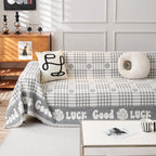 Chenille Houndstooth Sofa Throw Cover, Scratch Proof Cozy Throw Blankets for Couch