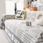 Chenille Houndstooth Sofa Throw Cover, Scratch Proof Cozy Throw Blankets for Couch