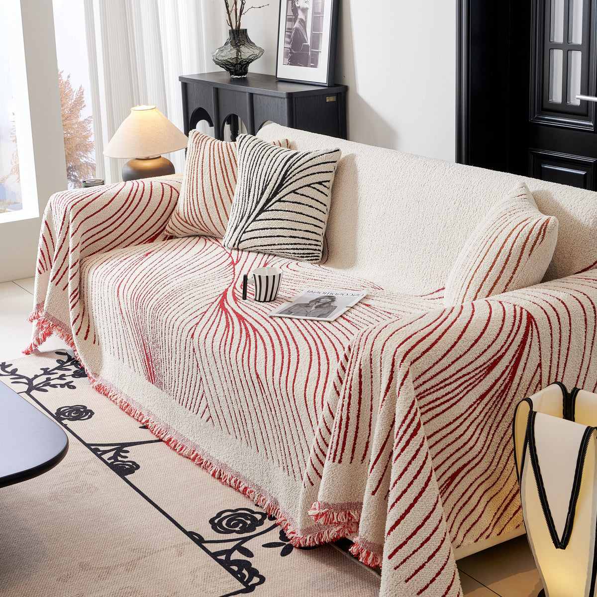 Cozy Striped Sofa Throw Blanket L Shaped Sectional Couch Covers Luxury Throws for Sofas