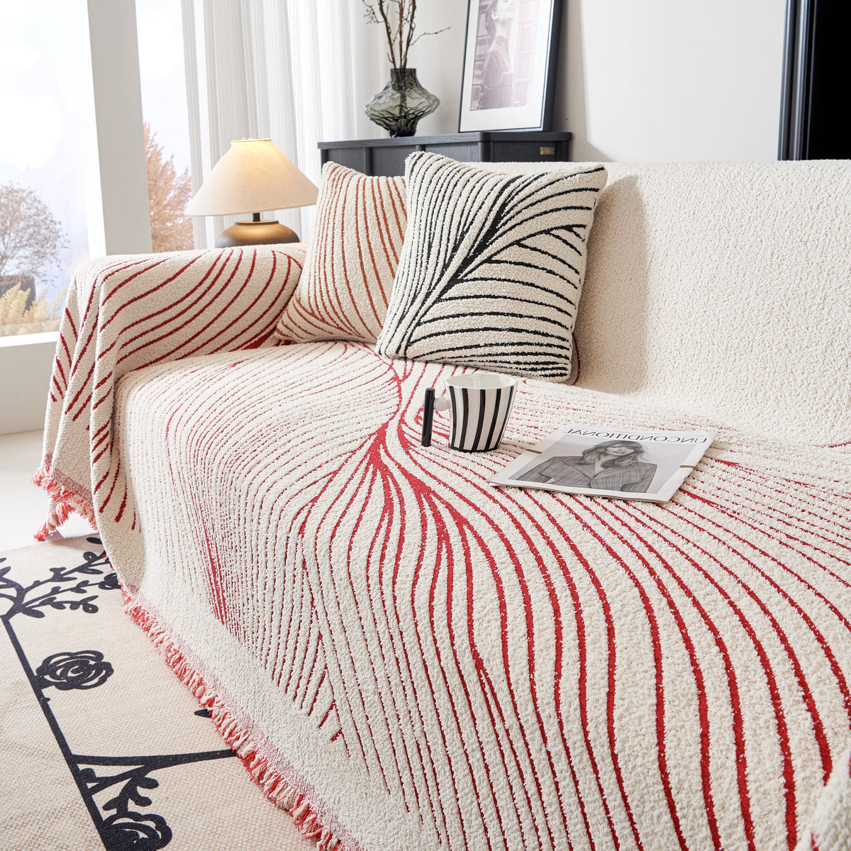 Cozy Striped Sofa Throw Blanket L Shaped Sectional Couch Covers Luxury Throws for Sofas