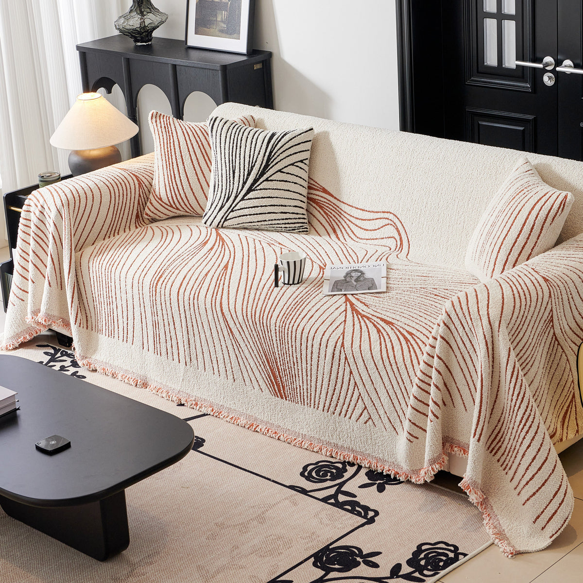 Cozy Striped Sofa Throw Blanket L Shaped Sectional Couch Covers Luxury Throws for Sofas