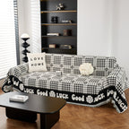 Chenille Houndstooth Sofa Throw Cover, Scratch Proof Cozy Throw Blankets for Couch