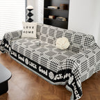 Chenille Houndstooth Sofa Throw Cover, Scratch Proof Cozy Throw Blankets for Couch