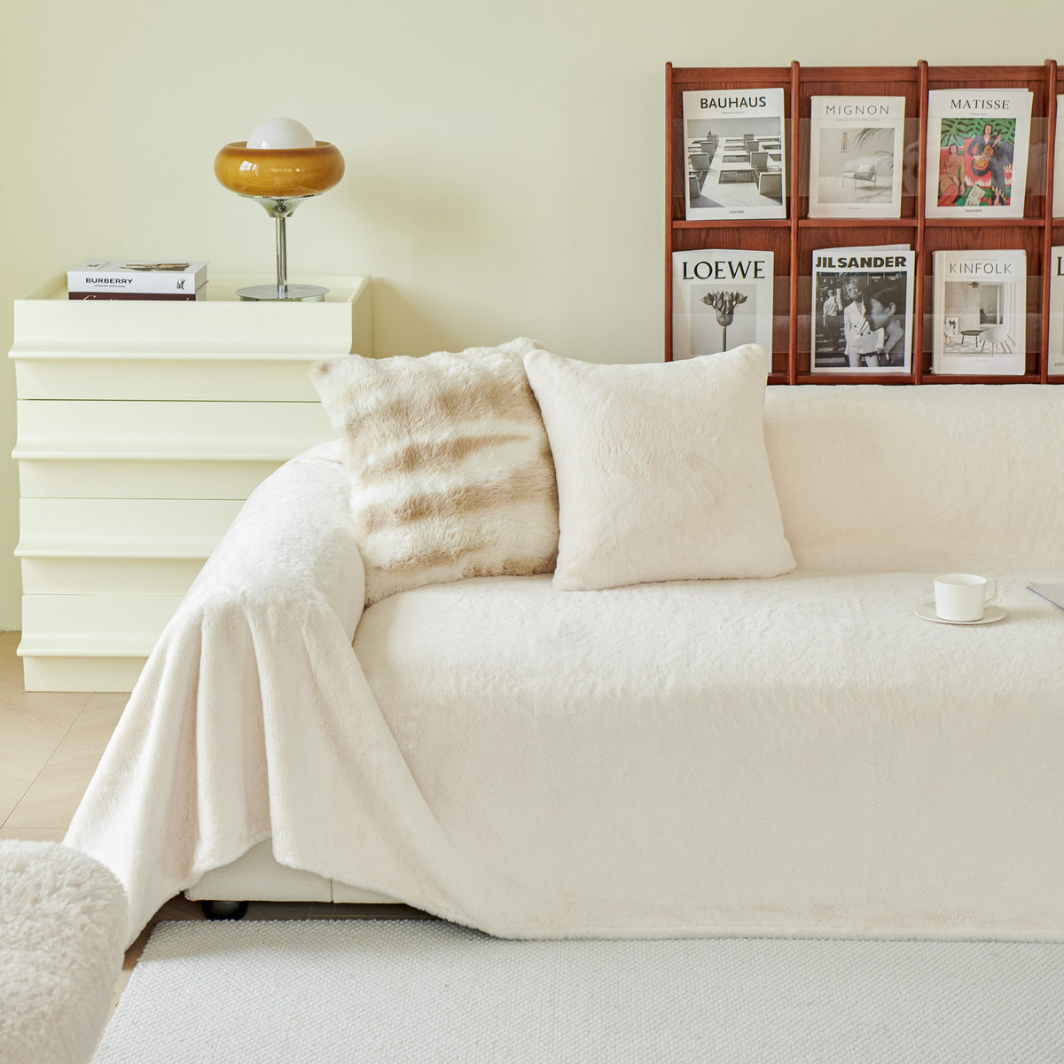 Faux Fur Smooth Plush Comfy Couch Covers, Soft Thicked Durable Blankets and Throws for Sofas