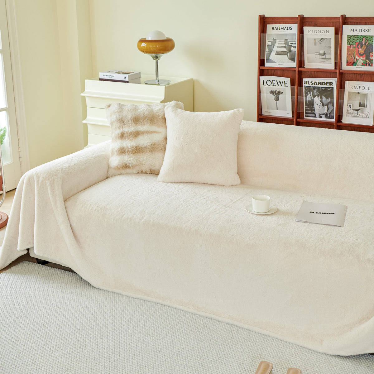 Faux Fur Smooth Plush Comfy Couch Covers, Soft Thicked Durable Blankets and Throws for Sofas