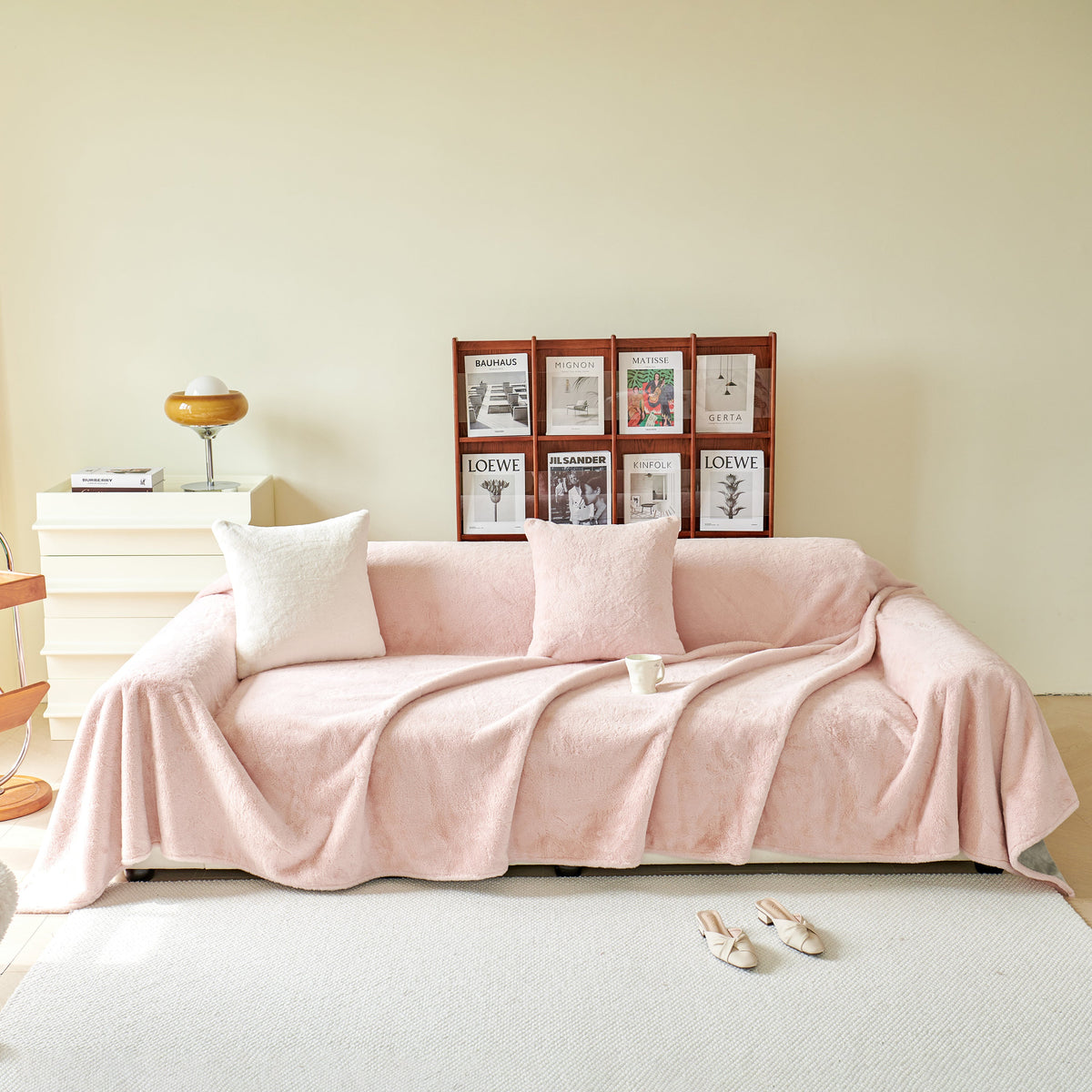 Faux Fur Smooth Plush Comfy Couch Covers, Soft Thicked Durable Blankets and Throws for Sofas