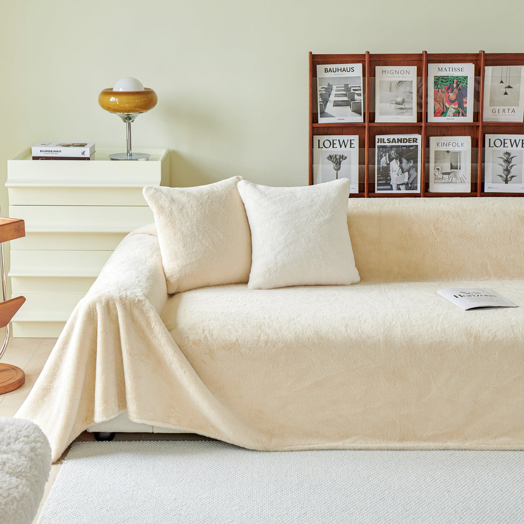 Faux Fur Smooth Plush Comfy Couch Covers, Soft Thicked Durable Blankets and Throws for Sofas
