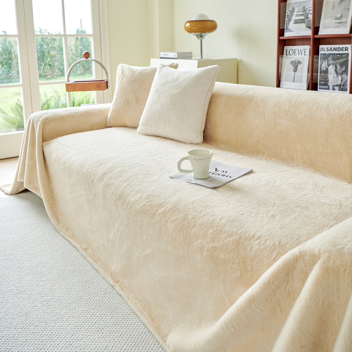 Faux Fur Smooth Plush Comfy Couch Covers, Soft Thicked Durable Blankets and Throws for Sofas