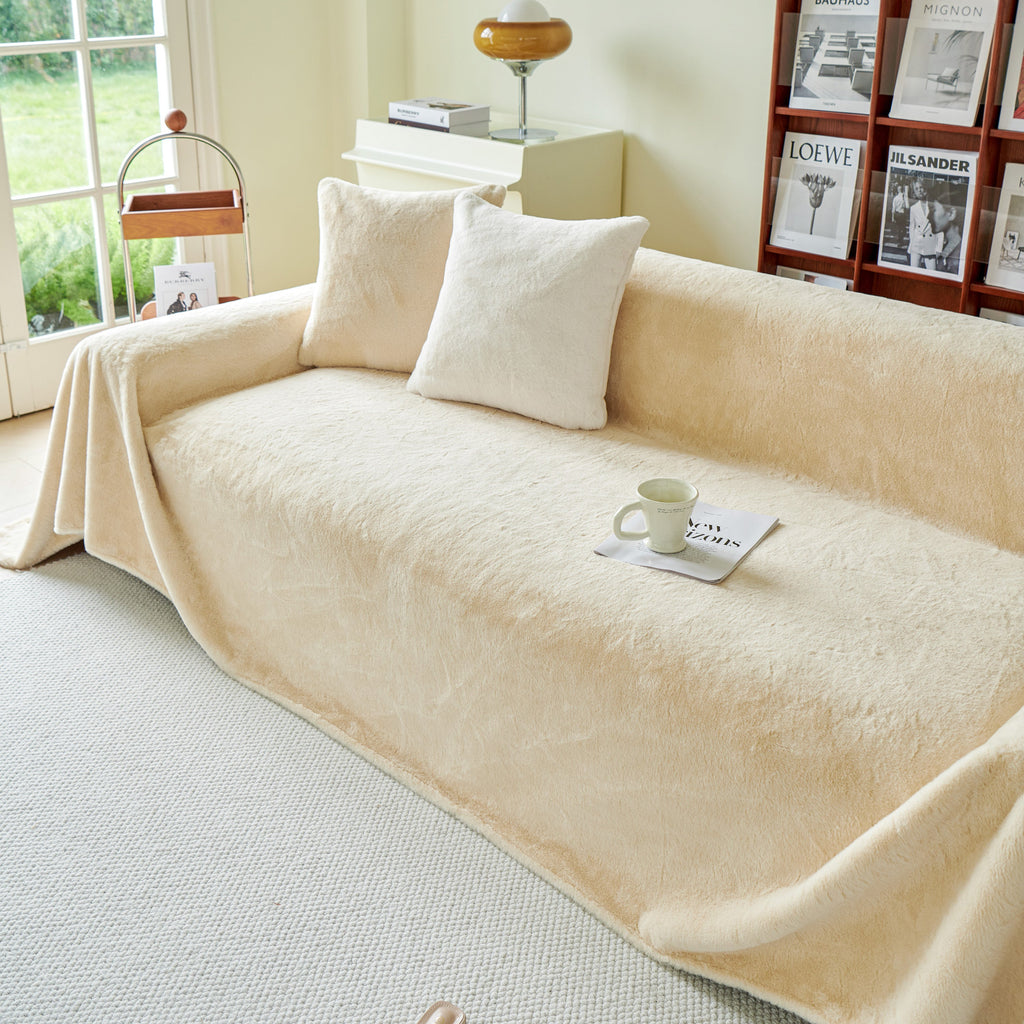 Faux Fur Smooth Plush Comfy Couch Covers, Soft Thicked Durable Blankets and Throws for Sofas