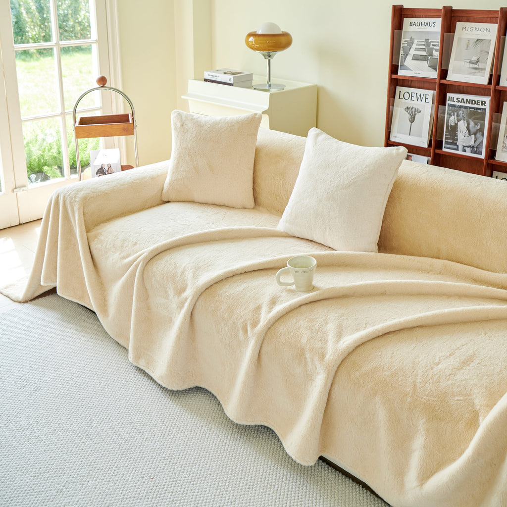Faux Fur Smooth Plush Comfy Couch Covers, Soft Thicked Durable Blankets and Throws for Sofas