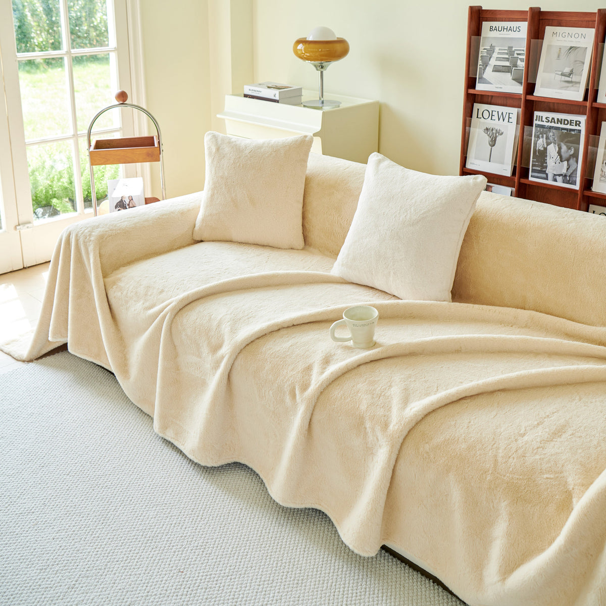 Faux Fur Smooth Plush Comfy Couch Covers, Soft Thicked Durable Blankets and Throws for Sofas