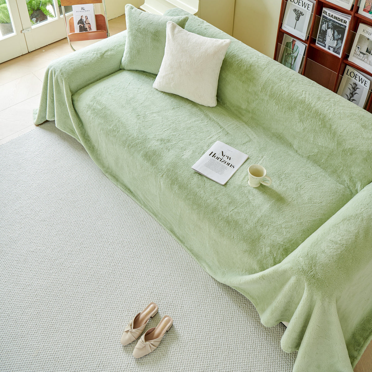 Faux Fur Smooth Plush Comfy Couch Covers, Soft Thicked Durable Blankets and Throws for Sofas