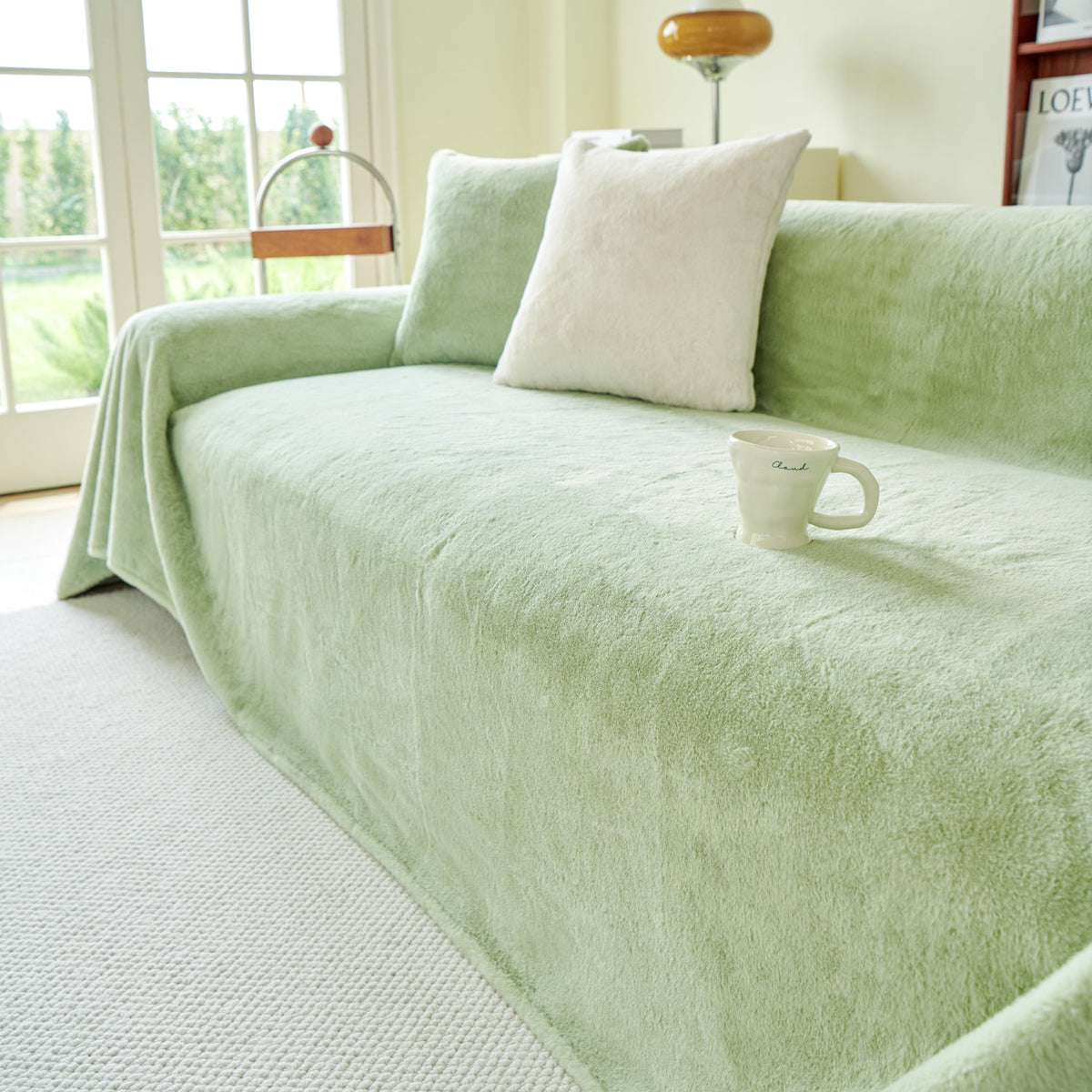 Faux Fur Smooth Plush Comfy Couch Covers, Soft Thicked Durable Blankets and Throws for Sofas