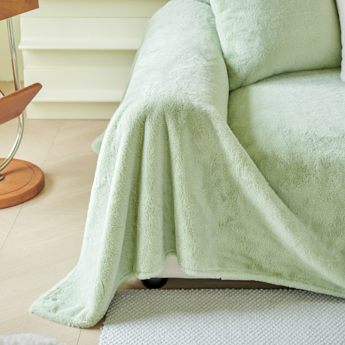 Faux Fur Smooth Plush Comfy Couch Covers, Soft Thicked Durable Blankets and Throws for Sofas