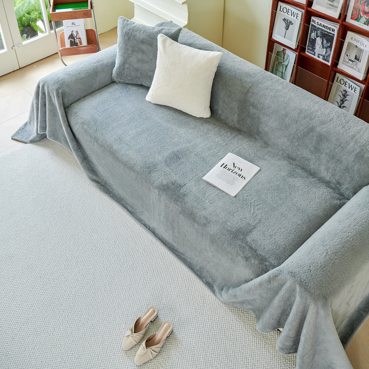 Faux Fur Smooth Plush Comfy Couch Covers, Soft Thicked Durable Blankets and Throws for Sofas