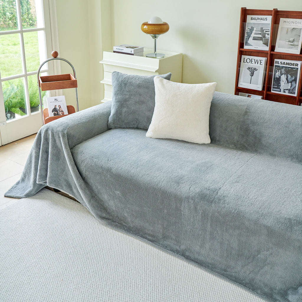 Faux Fur Smooth Plush Comfy Couch Covers, Soft Thicked Durable Blankets and Throws for Sofas
