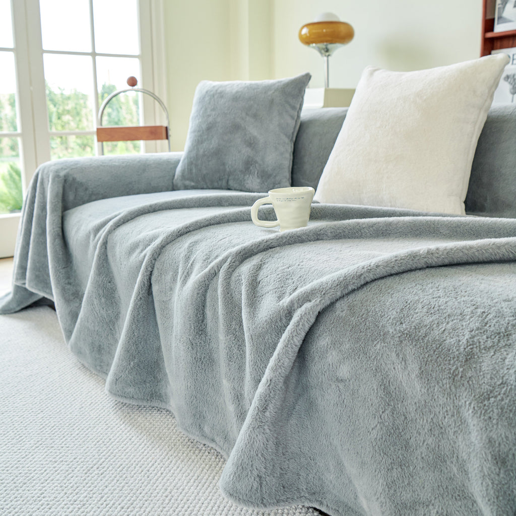 Faux Fur Smooth Plush Comfy Couch Covers, Soft Thicked Durable Blankets and Throws for Sofas