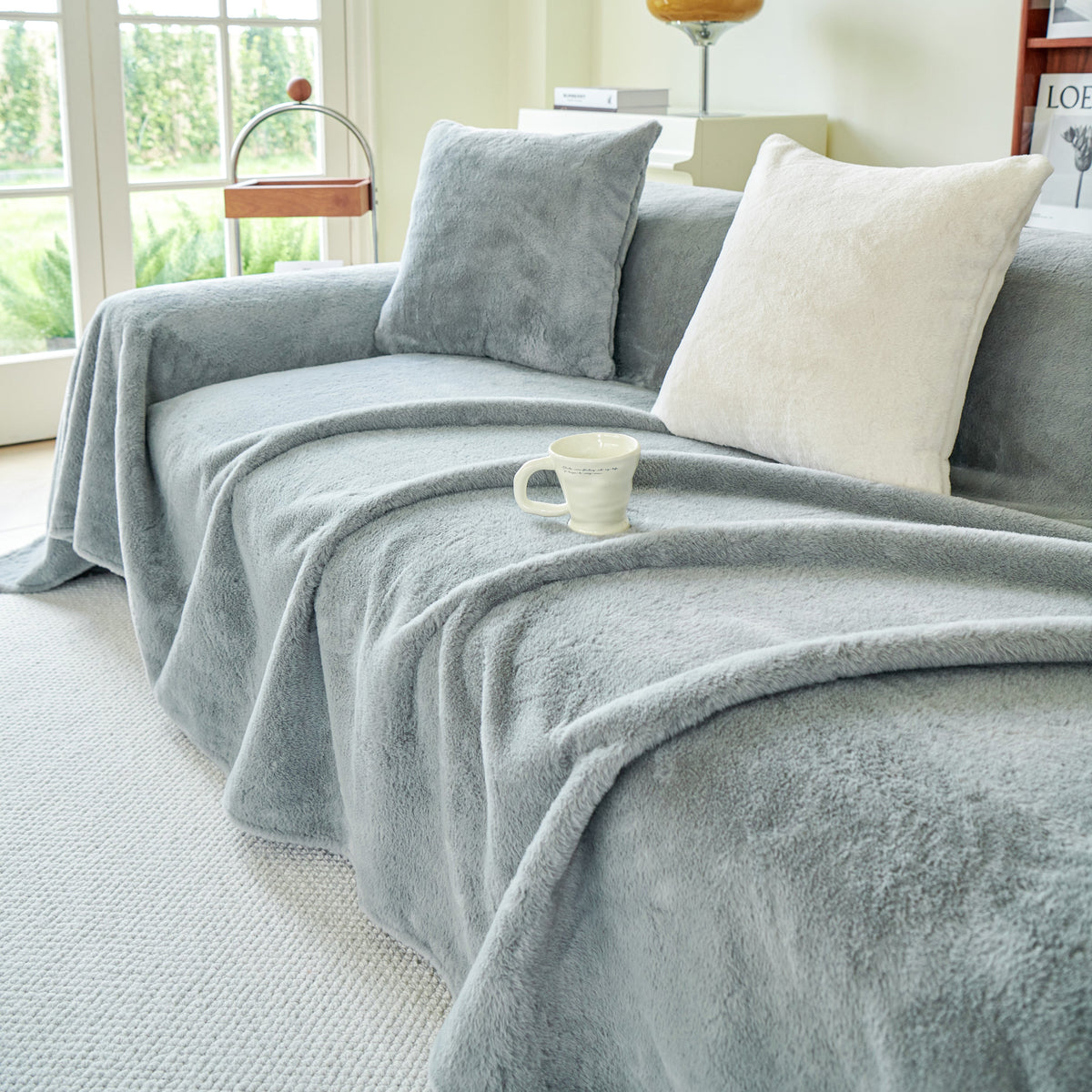 Faux Fur Smooth Plush Comfy Couch Covers, Soft Thicked Durable Blankets and Throws for Sofas