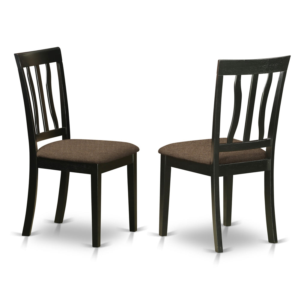 East West Furniture DUAN6-BLK-C 6 Piece Dining Room Table Set Contains a Rectangle Kitchen Table and 4 Linen Fabric Dining Chairs with a Bench, 36x60 Inch, Black