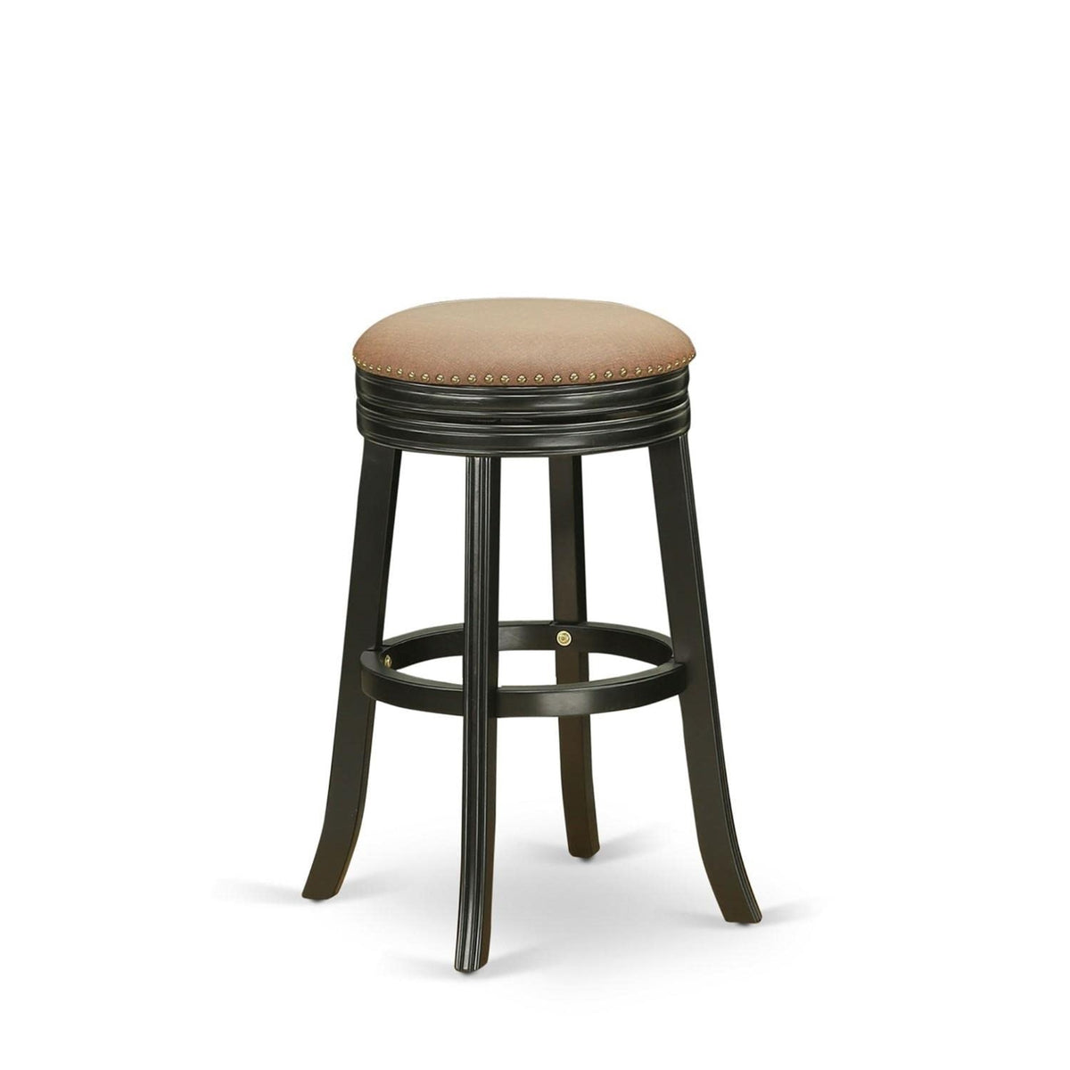 Elegant Real Wood Counter Height Barstool | 30 Seat Height | Black Finish | Upholstery Seat | Swivel | Solid Wood Frame | Foot