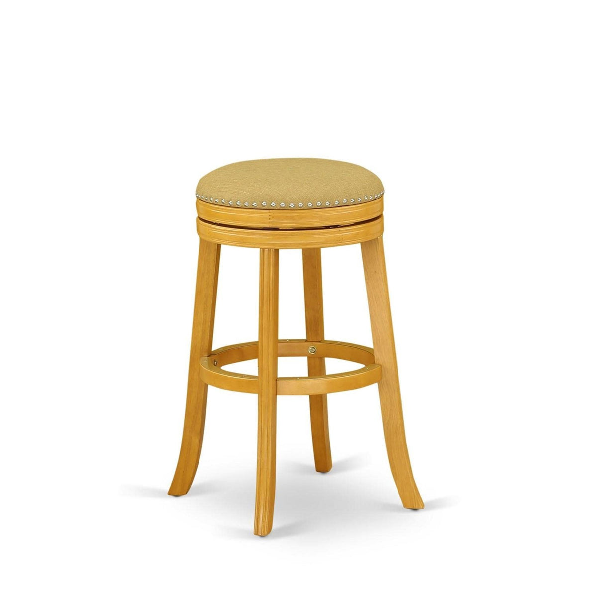 Elegant Real Wood Counter Height Stool | 30 Inch  Seat Height | Oak Finish | Vegas Gold Upholstery | 360 Swivel | Sturdy & Versatile