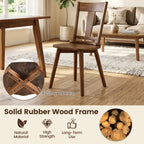 Solid Wood Dining Chairs Set of 2 with Ergonomic Backrest