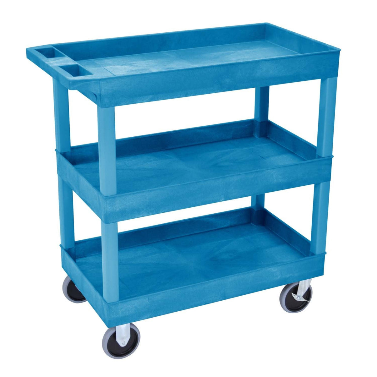 Ergode 32 Inch  X 18 Inch  Mobile Multipurpose Utility Cart With 3 Tub Shelves, Push Handle  Blue, Great For Garage, Shop Or Storage Area
