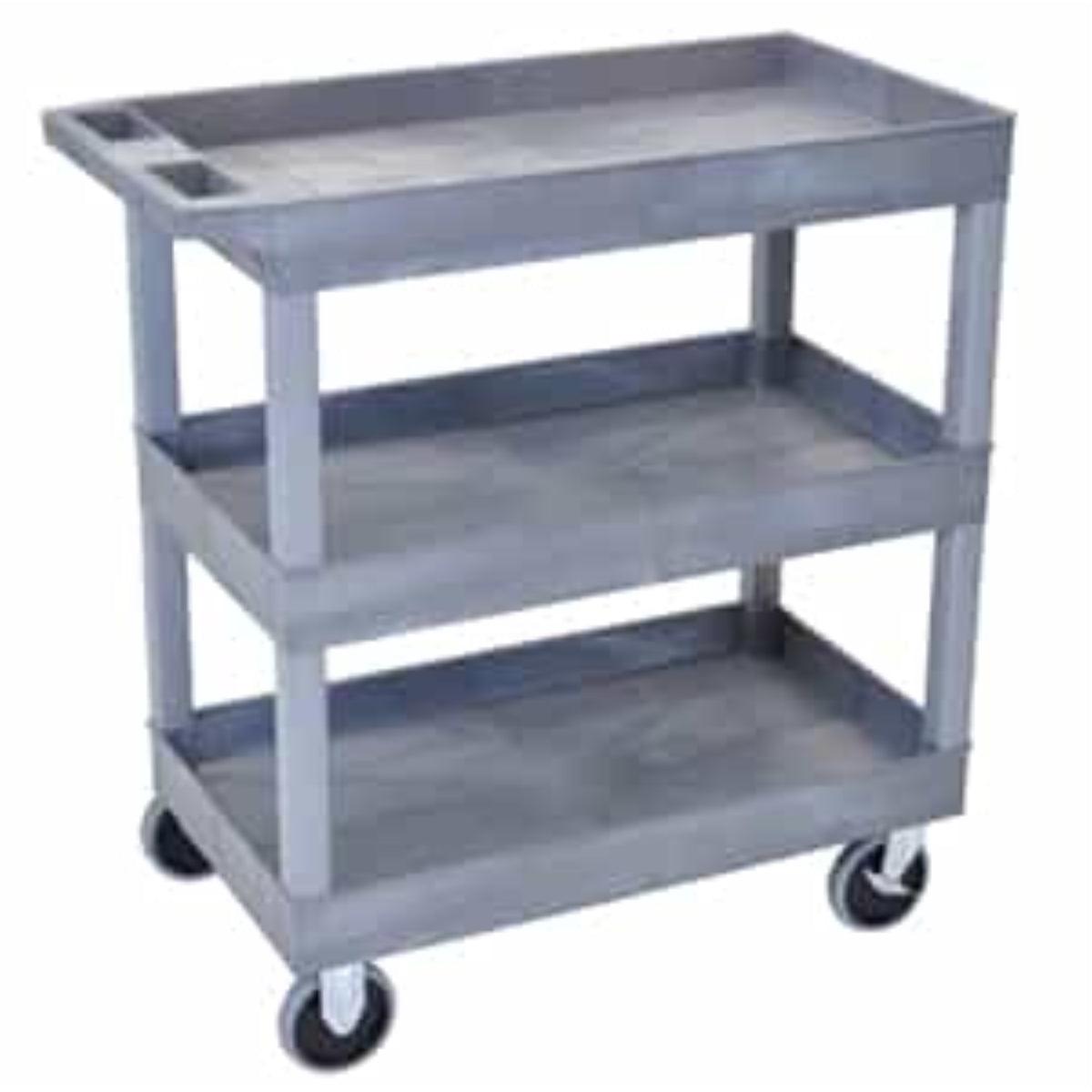 Ergode 32 Inch  X 18 Inch  Mobile Multipurpose Utility Cart With 3 Tub Shelves, Push Handle  Gray, Great For Garage, Shop Or Storage Area